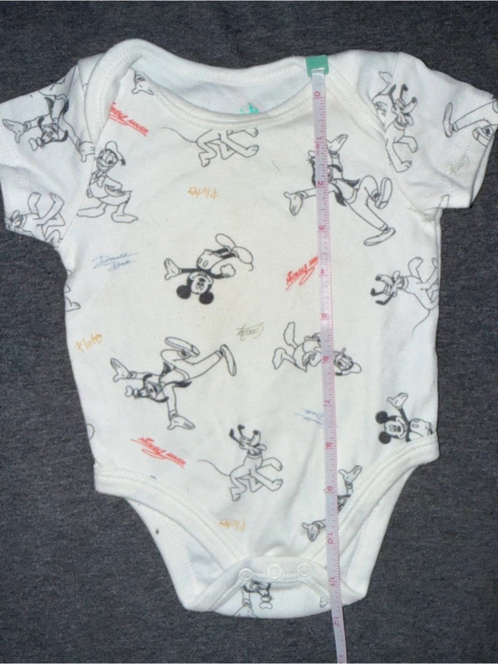 White Baby One-Piece Bodysuit with Cartoon Character Print